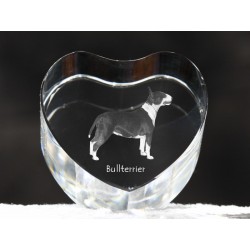 Bull Terrier - kryształowe serce z wizerunkiem psa, dekoracja, prezent, kolekcja!