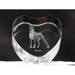Bokser - kryształowe serce z wizerunkiem psa, dekoracja, prezent, kolekcja!