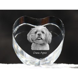Lhasa Apso - kryształowe serce z wizerunkiem psa, dekoracja, prezent, kolekcja!
