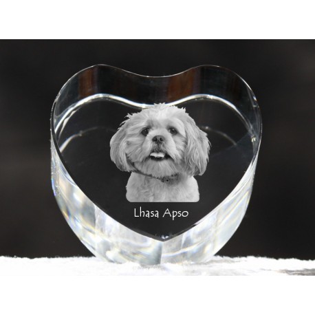 Lhasa Apso, cuore di cristallo con il cane, souvenir, decorazione, in edizione limitata, ArtDog