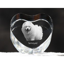 Samojed - kryształowe serce z wizerunkiem psa, dekoracja, prezent, kolekcja!