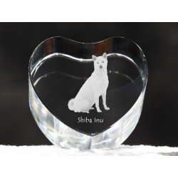 Shiba Inu - kryształowe serce z wizerunkiem psa, dekoracja, prezent, kolekcja!