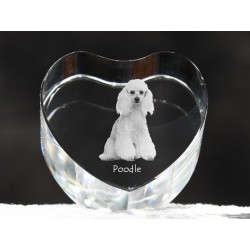 Pudel - kryształowe serce z wizerunkiem psa, dekoracja, prezent, kolekcja!