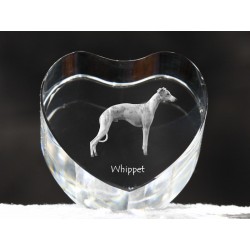 Lévrier Whippet , cristal coeur avec un chien, souvenir, décoration, édition limitée, ArtDog
