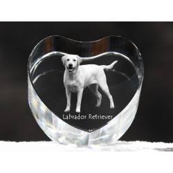 Labrador Retriever - kryształowe serce z wizerunkiem psa, dekoracja, prezent, kolekcja!