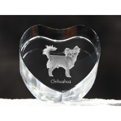 Chihuahua - kryształowe serce z wizerunkiem psa, dekoracja, prezent, kolekcja!