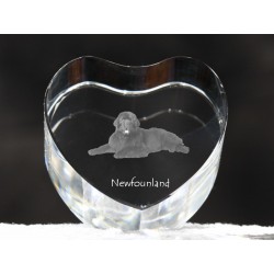 Nowofundlandczyk - kryształowe serce z wizerunkiem psa, dekoracja, prezent, kolekcja!