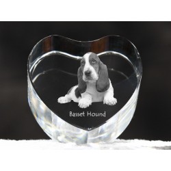 Basset Hound - kryształowe serce z wizerunkiem psa, dekoracja, prezent, kolekcja!