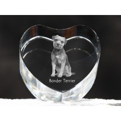 Border Terrier - kryształowe serce z wizerunkiem psa, dekoracja, prezent, kolekcja!