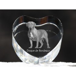 Dogue de Bordeaux, cristal coeur avec un chien, souvenir, décoration, édition limitée, ArtDog