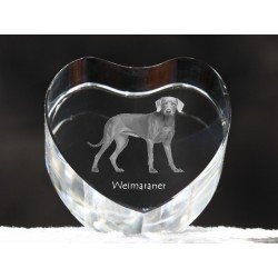 Wyżeł weimarski - kryształowe serce z wizerunkiem psa, dekoracja, prezent, kolekcja!