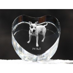Pit Bull - kryształowe serce z wizerunkiem psa, dekoracja, prezent, kolekcja!