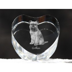 Griffon, cristal coeur avec un chien, souvenir, décoration, édition limitée, ArtDog