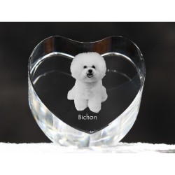 Bichon - kryształowe serce z wizerunkiem psa, dekoracja, prezent, kolekcja!