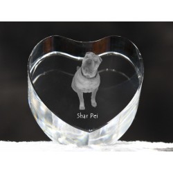 Shar Pei, cristal coeur avec un chien, souvenir, décoration, édition limitée, ArtDog