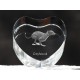 Grey Hound, cristal coeur avec un chien, souvenir, décoration, édition limitée, ArtDog