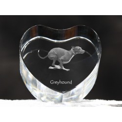 Grey Hound - kryształowe serce z wizerunkiem psa, dekoracja, prezent, kolekcja!