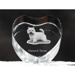 Norwich Terrier, corazón de cristal con el perro, recuerdo, decoración, edición limitada, ArtDog