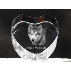 Malamut - kryształowe serce z wizerunkiem psa, dekoracja, prezent, kolekcja!