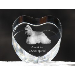 Cocker spaniel amerykański - kryształowe serce z wizerunkiem psa, dekoracja, prezent, kolekcja!