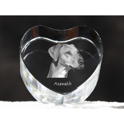 Azawakh, cristal coeur avec un chien, souvenir, décoration, édition limitée, ArtDog