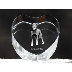 Berger de Beauce, cristal coeur avec un chien, souvenir, décoration, édition limitée, ArtDog