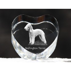 Bedlington Terrier - kryształowe serce z wizerunkiem psa, dekoracja, prezent, kolekcja!
