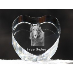 Owczarek belgijski - kryształowe serce z wizerunkiem psa, dekoracja, prezent, kolekcja!