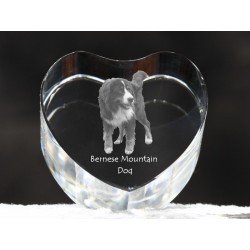 Berneński pies pasterski - kryształowe serce z wizerunkiem psa, dekoracja, prezent, kolekcja!