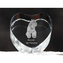 Owczarek Flandryjski - kryształowe serce z wizerunkiem psa, dekoracja, prezent, kolekcja!