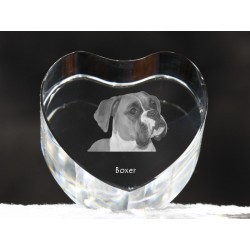 Bokser - kryształowe serce z wizerunkiem psa, dekoracja, prezent, kolekcja!