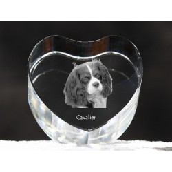 Cavalier, cristal coeur avec un chien, souvenir, décoration, édition limitée, ArtDog