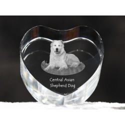 Zentralasiatische Owtscharka, Kristall Herz mit Hund, Souvenir, Dekoration, limitierte Auflage, ArtDog