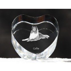 Collie, cristal coeur avec un chien, souvenir, décoration, édition limitée, ArtDog