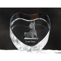Dogue allemand, cristal coeur avec un chien, souvenir, décoration, édition limitée, ArtDog