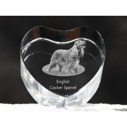 Cocker spaniel anglais, cristal coeur avec un chien, souvenir, décoration, édition limitée, ArtDog