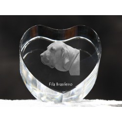 Fila brasileiro, cristal coeur avec un chien, souvenir, décoration, édition limitée, ArtDog