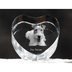 Fox Terrier, cristal coeur avec un chien, souvenir, décoration, édition limitée, ArtDog