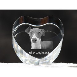Petit lévrier italien, cristal coeur avec un chien, souvenir, décoration, édition limitée, ArtDog