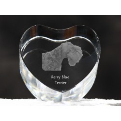 Terrier Kerry Blue, cristal coeur avec un chien, souvenir, décoration, édition limitée, ArtDog