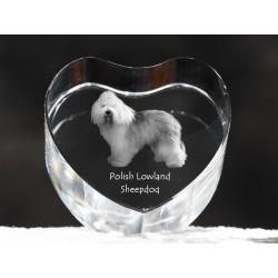 Polish Lowland Sheepdog, crystal heart with dog, souvenir, decoration, limited edition, Collection