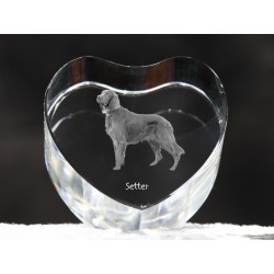 Setter, cuore di cristallo con il cane, souvenir, decorazione, in edizione limitata, ArtDog