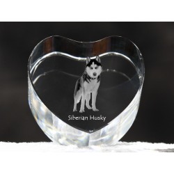 Husky sibérien, cristal coeur avec un chien, souvenir, décoration, édition limitée, ArtDog