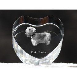 Terrier Tchèque, cristal coeur avec un chien, souvenir, décoration, édition limitée, ArtDog