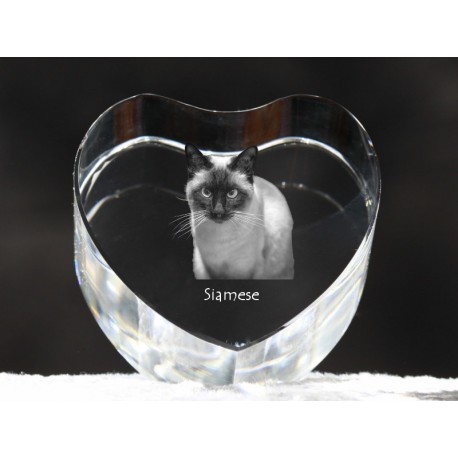 Siamkatzen, Kristall Herz mit Katze, Souvenir, Dekoration, limitierte Auflage, ArtDog