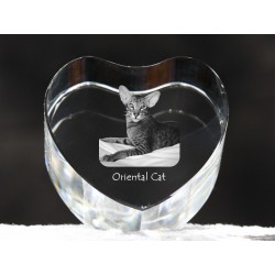 Kot orientalny - kryształowe serce z wizerunkiem kota, dekoracja, prezent, kolekcja!