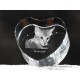 Kot savannah - kryształowe serce z wizerunkiem kota, dekoracja, prezent, kolekcja!