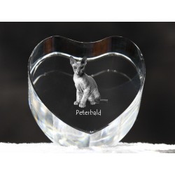 Peterbald - kryształowe serce z wizerunkiem kota, dekoracja, prezent, kolekcja!
