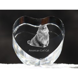 Amerykański curl - kryształowe serce z wizerunkiem kota, dekoracja, prezent, kolekcja!