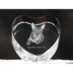 Kot egipski mau - kryształowe serce z wizerunkiem kota, dekoracja, prezent, kolekcja!